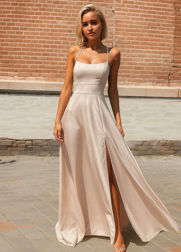 Open back satin dress