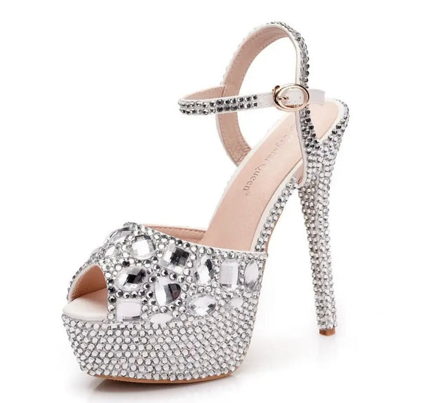 Silver sprakle heels
