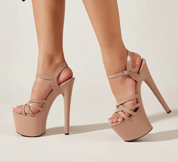 Nude platform heels