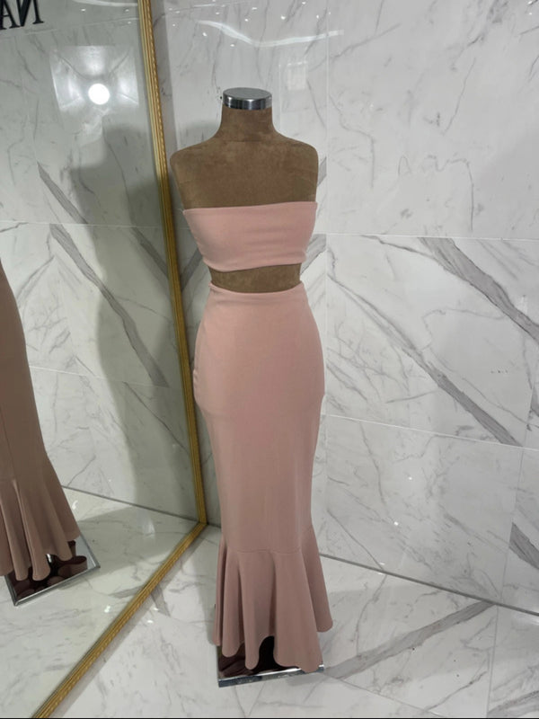Nude strapless dress